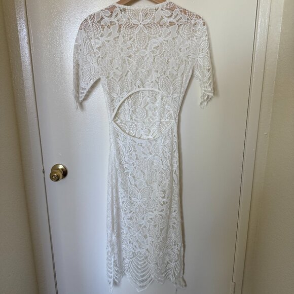 For Love & Lemons Luna White Lace Embroidered Coverup Midi Dress XS - Picture 6 of 6